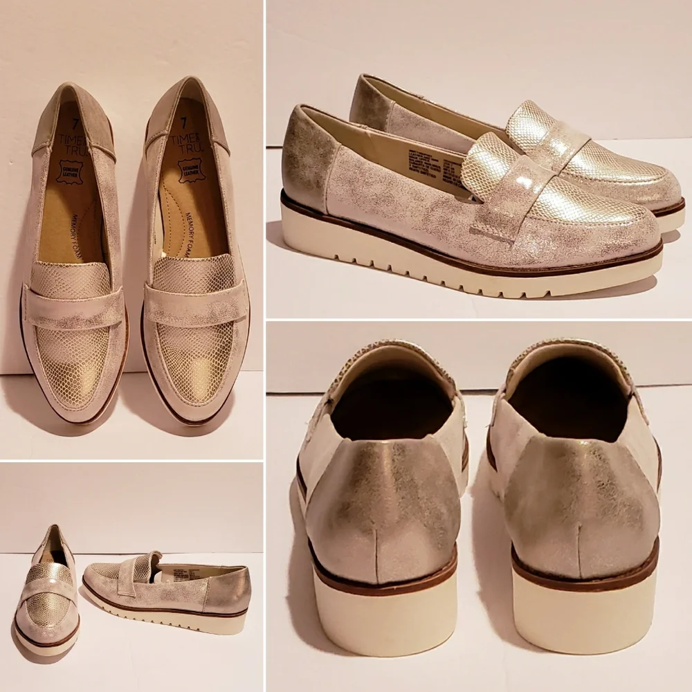 Gold/Silver Leather Metallic Loafer - Picture 4 of 5